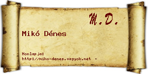 Mikó Dénes névjegykártya